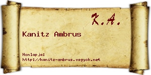Kanitz Ambrus névjegykártya